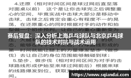 赛后复盘：深入分析上海乒乓球队与北京乒乓球队的技术对抗与战术运用